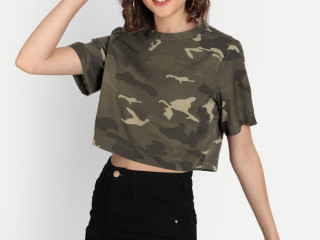 Women's Camouflage Printed Crop Top