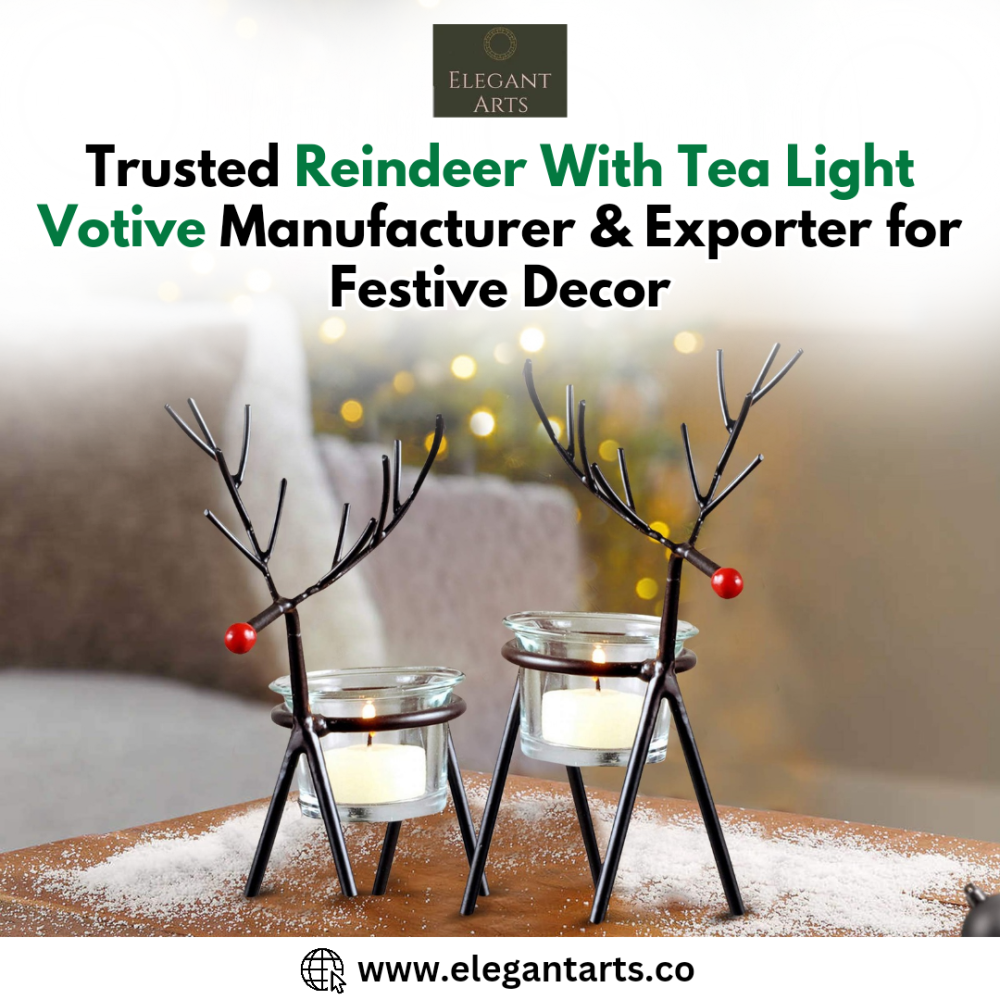 Trusted Reindeer With Tea Light Votive Manufacturer & Exporter for Festive Decor