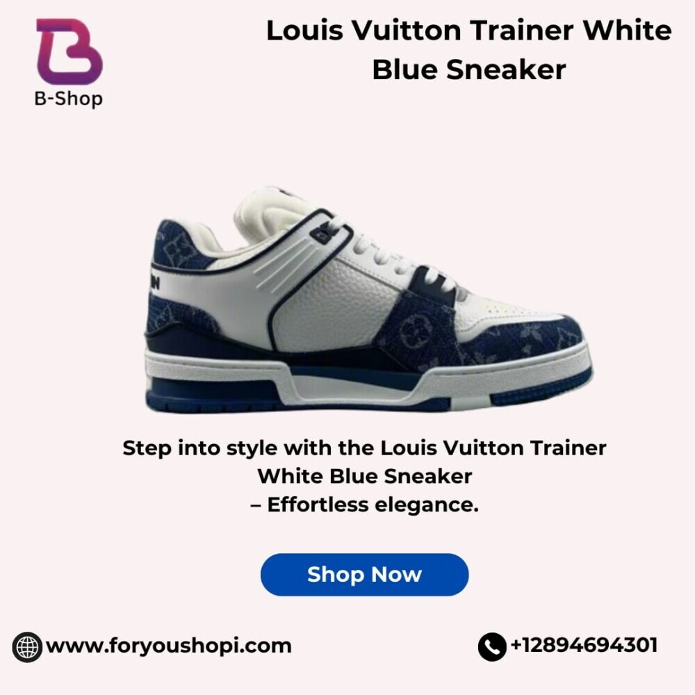 Louis Vuitton Trainer White Blue Sneaker