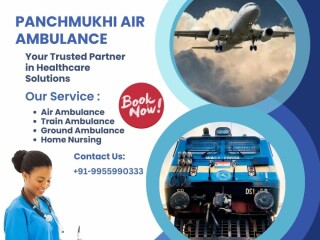 Hire Reliable Panchmukhi Air and Train Ambulance Services in Patna with Bed-to-Bed Transfer