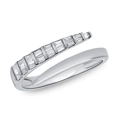 Graduated Baguettes/Solid Wrap Silver Ring