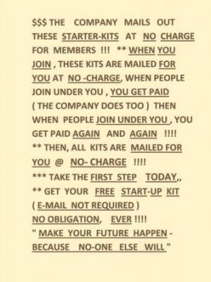 $$ FREE-HOME INCOME START-UP PACKAGE,,SENT BY REG. MAIL, E-MAIL NOT REQUIRED !!!! 