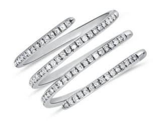 Thin Diamond Multicoil Silver Ring