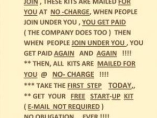 $$ FREE-HOME INCOME START-UP PACKAGE,,SENT BY REG. MAIL, E-MAIL NOT REQUIRED !!!! 