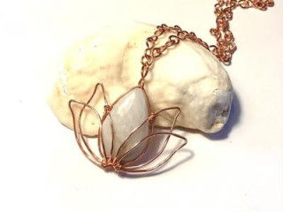 Copper Moonstone Lotus Pendant