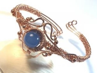 Copper Bracelet with Sapphire Blue Agate