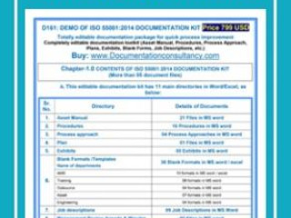 ISO 55001 Documents with Manual, Audit checklist, Procedures